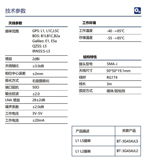 GPS北斗高精度双频GNSS有源陶瓷L1+L5天线