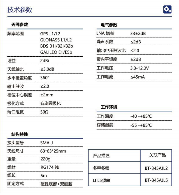 image.png 双频叠层陶瓷L1+L2北斗高精度GNSS天线